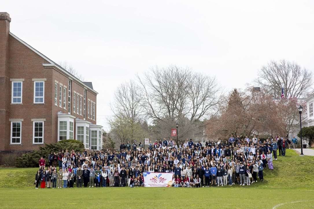 The Asian American Footsteps Conference group photo on a campus lawn